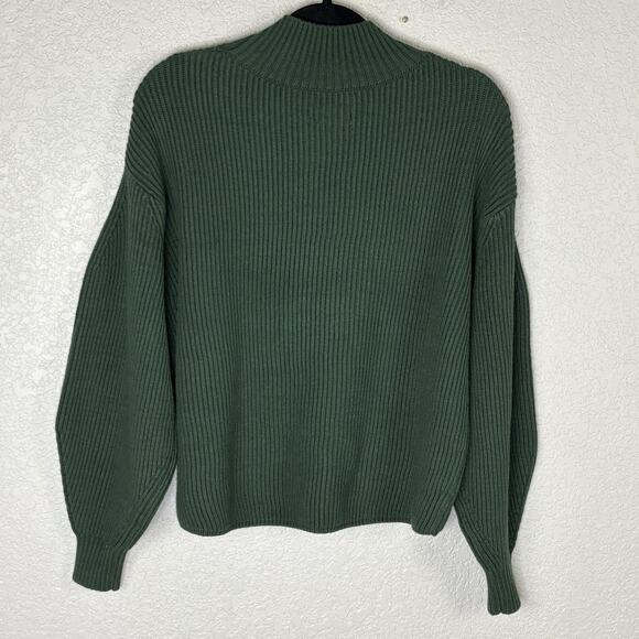 Anthropologie Maeve Easy Sweater Mock Neck Bishop Goblincore Forest Green Size S - Picture 2 of 3